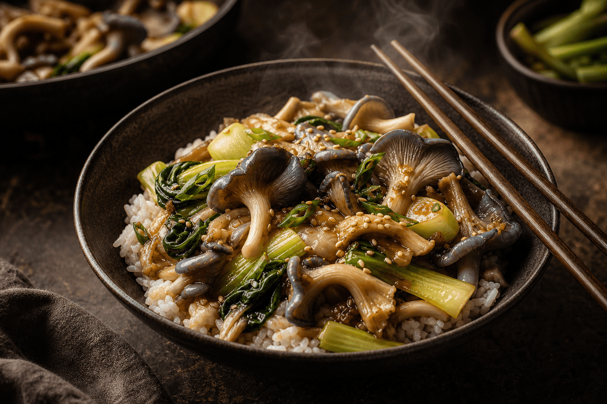 Blue Oyster Ginger Stir Fry